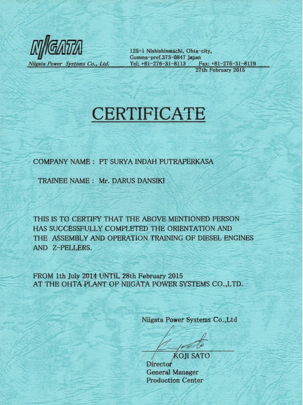 Niigata Power Systems Co., Ltd.